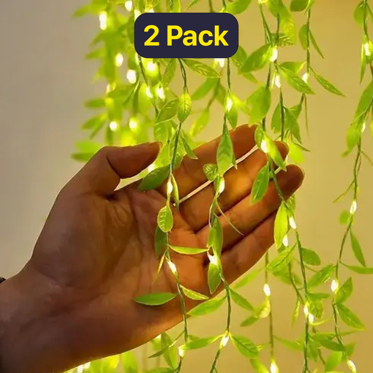 96 LED Leaf Garland Fairy Lights Curtain, for Bedroom & Patio Decor